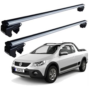 RACK P/ LONGARINAS SIGMA ALUMÍNIO 04 (1,36M) VW SAVEIRO CROSS (CAÇAMBA) 2010 2011 2012 2013 2014 - CINZA
