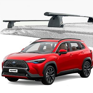 RACK EQTHOR AÇO P/ LONGARINAS INTEGRADAS TOYOTA COROLLA CROSS 2021 2022 2023 2024 - PRETO