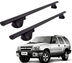 RACK P/ LONGARINAS ALPHA ALUMÍNIO 02 (1,16M) GM BLAZER 1996 1997 1998 1999 2000 2001 2002 2003 2004 2005 2006 2007 2008 2009 2010 2011 - PRETO