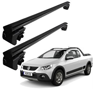 RACK P/ LONGARINAS SIGMA ALUMÍNIO 04 (1,36M) VW SAVEIRO CROSS (CAÇAMBA) 2010 2011 2012 2013 2014 - PRETO