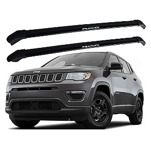RACK P/ LONGARINAS INTEGRADAS EQMAX DELTA JEEP COMPASS 2019 2020 2021 2022 2023 2024 2025 - PRETO