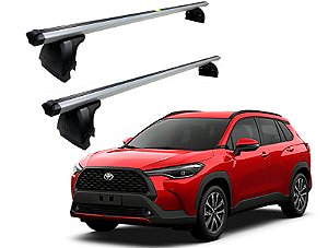 RACK EQTHOR ALUMÍNIO P/ LONGARINAS INTEGRADAS TOYOTA COROLLA CROSS 2021 2022 2023 2024 2025 - CINZA