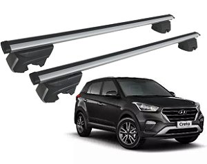 RACK P/ LONGARINAS INTEGRADAS BETA ALUMÍNIO (1,16M) HYUNDAI CRETA 2017 2018 2019 2021 2021 2022 2023 2024 - CINZA