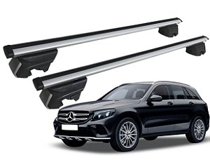 RACK P/ LONGARINAS INTEGRADAS BETA ALUMÍNIO (1,16M) MERCEDES BENZ GLC 250 (2016 2017 2018 2019 2020 2021 2022) - CINZA