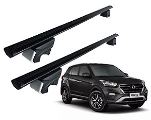 RACK P/ LONGARINAS INTEGRADAS BETA ALUMÍNIO (1,16M) HYUNDAI CRETA 2017 2018 2019 2021 2021 2022 2023 2024 - PRETO