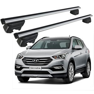 RACK P/ LONGARINAS INTEGRADAS BETA ALUMÍNIO (1,26M) HYUNDAI SANTA FÉ 2014 2015 2016 2017 2018 2019 2020 - CINZA