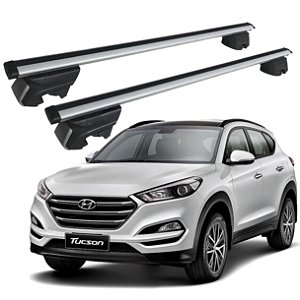 RACK P/ LONGARINAS INTEGRADAS BETA ALUMÍNIO (1,26M) HYUNDAI TUCSON 2017 2018 2019 2020 2021 2022 2023 2024 2025 - CINZA