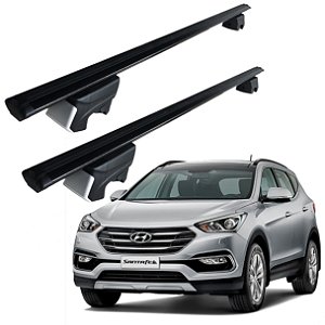 RACK P/ LONGARINAS INTEGRADAS BETA ALUMÍNIO (1,26M) HYUNDAI SANTA FÉ 2014 2015 2016 2017 2018 2019 2020 - PRETO