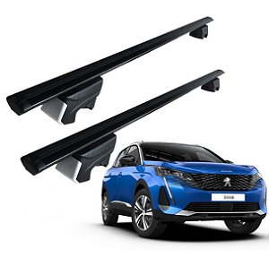 RACK P/ LONGARINAS INTEGRADAS BETA ALUMÍNIO (1,26M) PEUGEOT 3008 (2017 2018 2019 2020 2021 2022 2023) - PRETO