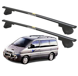 RACK P/ LONGARINAS ALPHA AÇO 01 (1,10M) HYUNDAI STAREX MPV 1997 1998 1999 2000 2001 2002 2003 2004 - PRETO