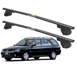 RACK P/ LONGARINAS ALPHA AÇO 01 (1,10M) PEUGEOT 306 SEDAN 1997 1998 1999 2000 2001 - PRETO