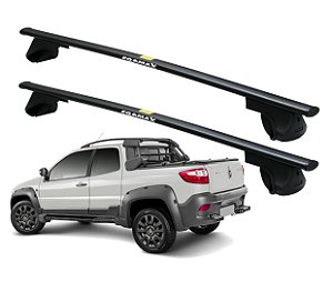 RACK P/ LONGARINAS ALPHA AÇO 01 (1,10M) FIAT STRADA ADVENTURE 2002 2003 2004 2005 2006 2007 2008 2009 2010 2011 2012 2013 2014 2015 2016 2017 2018 2019 - PRETO
