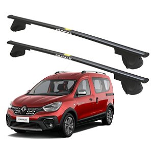 RACK P/ LONGARINAS ALPHA AÇO 01 (1,10M) RENAULT KANGOO 2000 2001 2002 2003 2004 2005 2006 2007 2008 2009 2010 2011 2012 2013 2014 2015 2016 2017 2018 2019 - PRETO