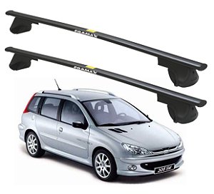 RACK P/ LONGARINAS ALPHA AÇO 02 (1,20M) PEUGEOT 206 SW 2002 2003 2004 2005 2006 2007 2008 - PRETO