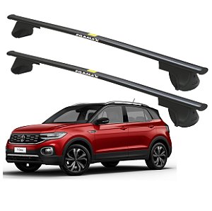 RACK P/ LONGARINAS ALPHA AÇO 02 (1,20M) VW T-CROSS 2019 2020 2021 2022 2023 2024 2025 - PRETO