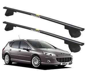 RACK P/ LONGARINAS ALPHA AÇO 02 (1,20M) PEUGEOT 407 SW 2004 2005 2006 2007 2008 2009 - PRETO