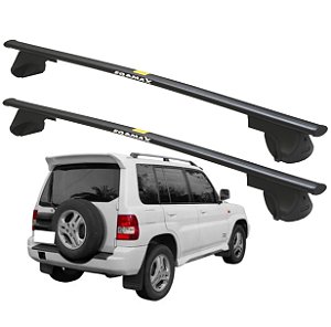 RACK P/ LONGARINAS ALPHA AÇO 02 (1,20M) MITSUBISHI PAJERO IO 1999 2000 2001 2002 - PRETO