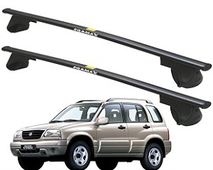 RACK P/ LONGARINAS ALPHA AÇO 02 (1,20M) SUZUKI GRAND VITARA 1998 1999 2000 2001 2002 2003 2004 - PRETO