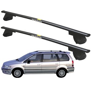 RACK P/ LONGARINAS ALPHA AÇO 02 (1,20M) MITSUBISHI SPACE WAGON 1984 1985 1986 1987 1988 1989 1990 1992 1992 1993 1994 1995 1996 1997 1998 1999 2000 2001 2002 2003 2004 - PRETO