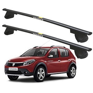 RACK P/ LONGARINAS ALPHA AÇO 02 (1,20M) RENAULT SANDERO STEPWAY 2008 2009 2010 2011 2012 2013 204 2015 2016 2017 2018 2019 2020 2021 2022 - PRETO