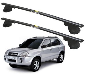 RACK P/ LONGARINAS ALPHA AÇO 02 (1,20M) HYUNDAI TUCSON 2000 2001 2002 2003 2004 2005 2006 2007 2008 2009 2010 2011 2012 2013 2014 2015 2016 - PRETO