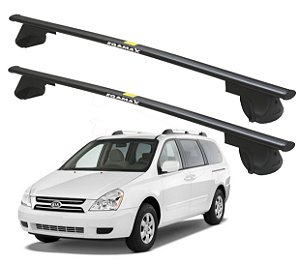 RACK P/ LONGARINAS ALPHA AÇO 02 (1,20M) KIA CARNIVAL 1998 1999 2000 2001 2002 2003 2004 2005 2006 2007 2008 2009 2010 2011 2012 2013 - PRETO