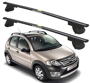 RACK P/ LONGARINAS ALPHA AÇO 02 (1,20M) CITROEN C3 XTR 2007 2008 2009 2010 2011 2012 - PRETO