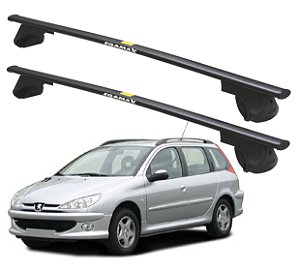 RACK P/ LONGARINAS ALPHA AÇO 02 (1,20M) PEUGEOT 206 ESCAPADE 2006 2007 2008 - PRETO