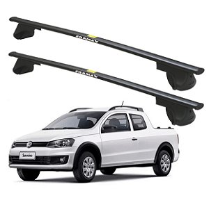 RACK P/ LONGARINAS ALPHA AÇO 02 (1,20M) VW SAVEIRO 2010 2011 2012 2013 2014 2015 2016 2017 2018 2019 2020 2021 2022 2023 2024 2025 - PRETO