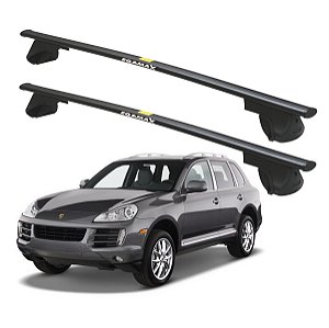 RACK P/ LONGARINAS ALPHA AÇO 02 (1,20M) PORSCHE CAYENNE 2003 2004 2005 2006 2007 2008 2009 2010 2011 2012 2013 204 2015 2016 - PRETO