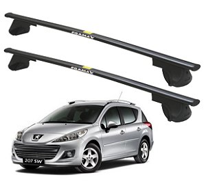 RACK P/ LONGARINAS ALPHA AÇO 02 (1,20M) PEUGEOT 207 SW 2009 2010 2011 2012 2013 - PRETO