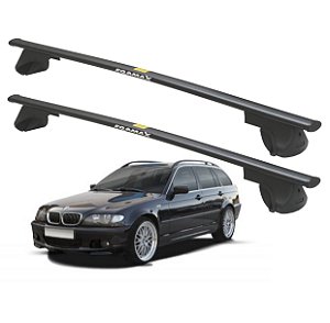 RACK P/ LONGARINAS ALPHA AÇO 02 (1,20M) BMW SÉRIE 3 1996 1997 1998 1999 2000 2001 2002 2003 2004 2005 2006 2007 2008 - PRETO