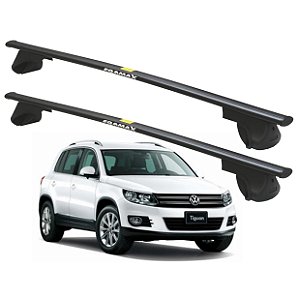RACK P/ LONGARINAS ALPHA AÇO 02 (1,20M) VW TIGUAN 2009 2010 2011 2012 2013 2014 2015 2016 2017 - PRETO