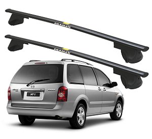 RACK P/ LONGARINAS ALPHA AÇO 02 (1,20M) MAZDA MPV 1996 1997 1998 1999 2000 2001 2002 2003 - PRETO