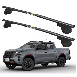 RACK P/ LONGARINAS ALPHA AÇO 03 (1,30M) NISSAN FRONTIER 2017 2018 2019 2020 2021 2022 2023 - PRETO