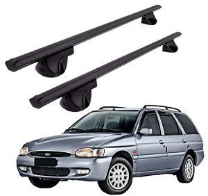 RACK P/ LONGARINAS ALPHA ALUMÍNIO 01 (1,06M) FORD ESCORT WAGON 1991 1992 1993 1994 1995 1996 1997 1998 1999 2000 2001 2002 2003 - PRETO