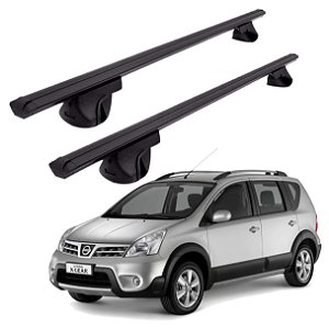 RACK P/ LONGARINAS ALPHA ALUMÍNIO 01 (1,06M) NISSAN LIVINA X-GEAR 2009 2010 2011 2012 2013 2014 - PRETO