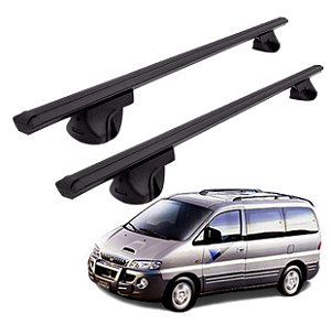 RACK P/ LONGARINAS ALPHA ALUMÍNIO 01 (1,06M) STAREX MPV 1997 1998 1999 2000 2001 2002 2003 2004 - PRETO