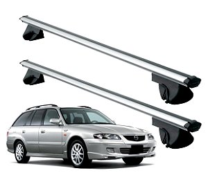 RACK P/ LONGARINAS ALPHA ALUMINIO 02 (1,16M) MAZDA 626 WAGON 1998 1999 2000 2001 2002 - CINZA