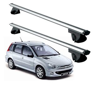 RACK P/ LONGARINAS ALPHA ALUMINIO 02 (1,16M) PEUGEOT 206 SW 2002 2003 2004 2005 2006 2007 2008 - CINZA