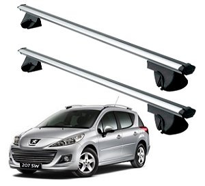 RACK P/ LONGARINAS ALPHA ALUMINIO 02 (1,16M) PEUGEOT 207 SW 2009 2010 2011 2012 2013 - CINZA