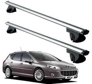 RACK P/ LONGARINAS ALPHA ALUMINIO 02 (1,16M) PEUGEOT 407 SW 2004 2005 2006 2007 2008 2009 - CINZA