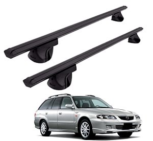 RACK P/ LONGARINAS ALPHA ALUMINIO 02 (1,16M) MAZDA 626 WAGON 1998 1999 2000 2001 2002 - PRETO