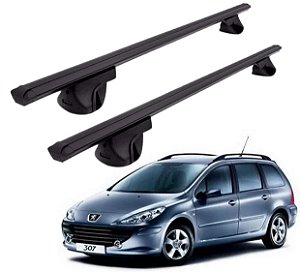 RACK P/ LONGARINAS ALPHA ALUMINIO 02 (1,16M) PEUGEOT 307 SW 2002 2003 2004 2005 2006 2007 2008 - PRETO