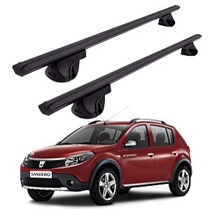 RACK P/ LONGARINAS ALPHA ALUMINIO 02 (1,16M) RENAULT SANDERO STEPWAY 2008 2009 2010 2011 2012 2013 2014 2015 2016 2017 2018 2019 2020 2021 2022 2023 2024 2025 - PRETO