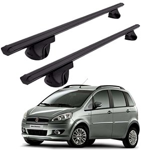 RACK P/ LONGARINAS ALPHA ALUMINIO 02 (1,16M) FIAT IDEIA 2002 2003 2004 2005 2006 2007 2008 2009 2010 2011 2012 2013 2014 2015 2016 - PRETO