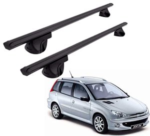 RACK P/ LONGARINAS ALPHA ALUMINIO 02 (1,16M) PEUGEOT 206 SW 2002 2003 2004 2005 2006 2007 2008 - PRETO