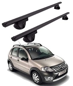 RACK P/ LONGARINAS ALPHA ALUMINIO 02 (1,16M) CITROEN C3 XTR 2007 2008 2009 2010 2011 2012 - PRETO