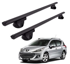 RACK P/ LONGARINAS ALPHA ALUMINIO 02 (1,16M) PEUGEOT 207 SW 2009 2010 2011 2012 2013 - PRETO