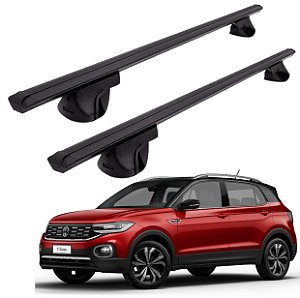 RACK P/ LONGARINAS ALPHA ALUMINIO 02 (1,16M) VW T-CROSS 2019 2020 2021 2022 2023 2024 2025 - PRETO